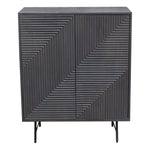 Neo 2-Door Solid Mango Wood High Cabinet in Smoke Grey Finish w/ Gun Metal Finished Base by Diamond Sofa