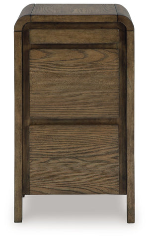 Brown Jensworth Accent Table by Signature Design Ashley, featuring a sleek wooden surface and modern design for living spaces.