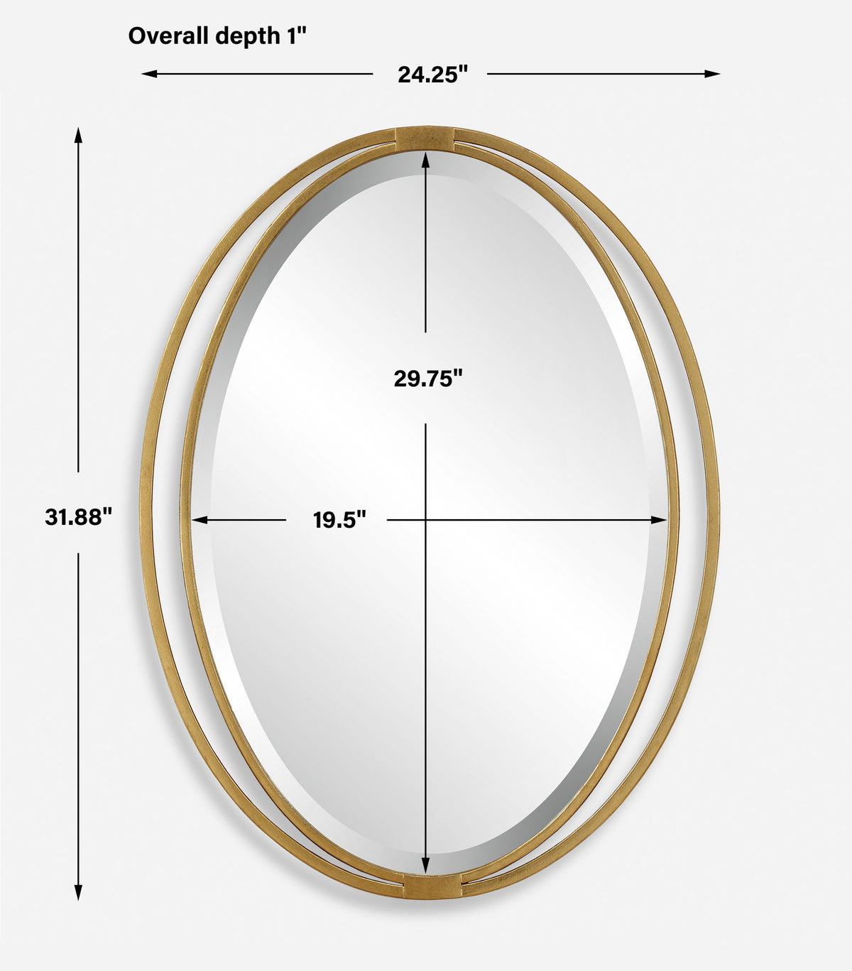 Rhodes - Gold Oval Mirror