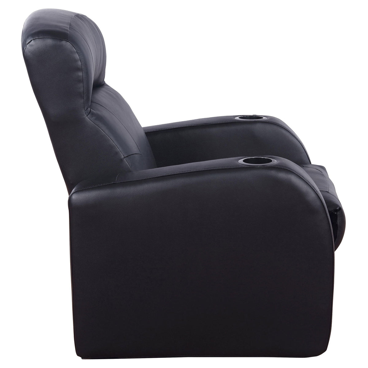 Upholstered Recliner With Cup Holder Comfort Lounge Chair - Black