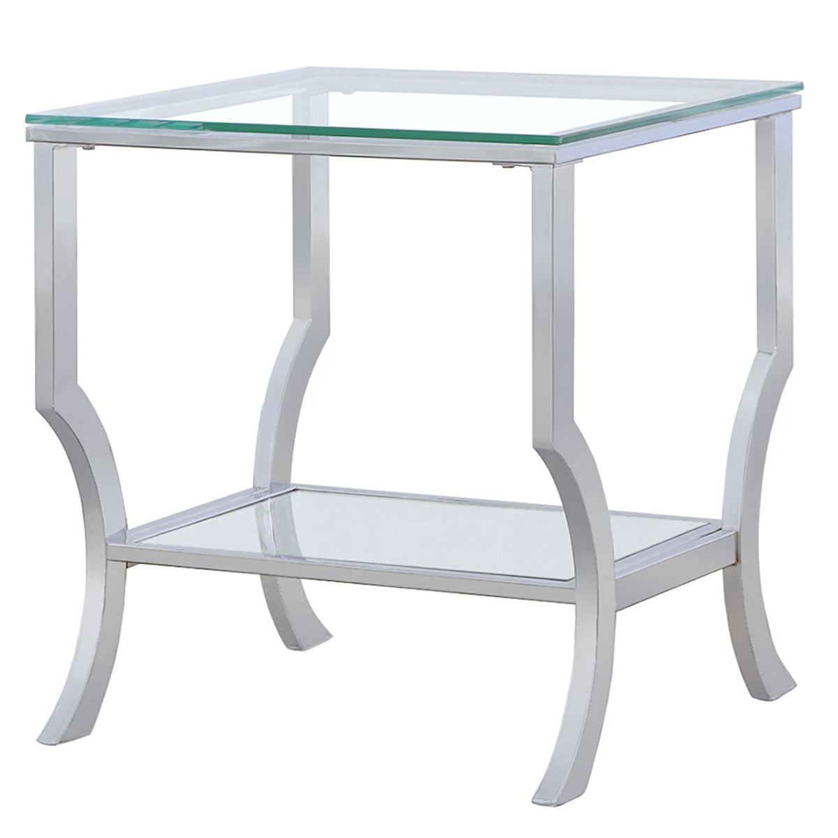 Porch & Den - Square Top End Table Elegance Glass - Chrome