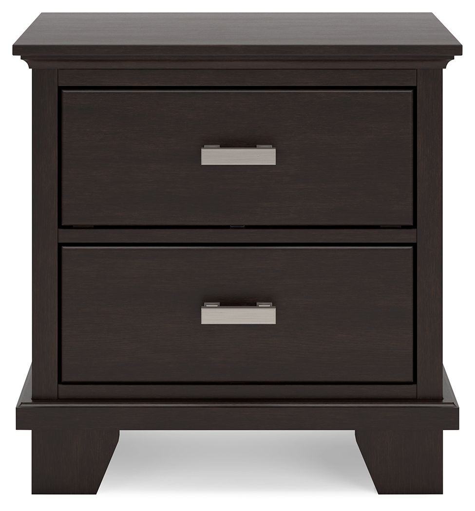Covetown - Two Drawer Night Stand - Dark Brown - R&R Furniture Gallery (Fountain Valley, CA)
