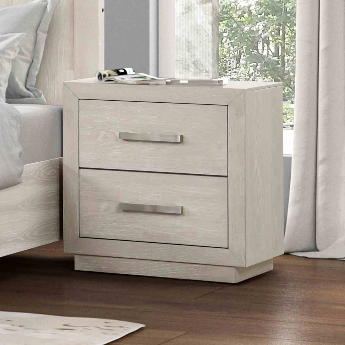 Wellingborough - Nightstand W/ USB + LED, Light Gray