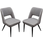 Set of (2) Reveal Dining Chairs in Grey Fabric w/ Black Powder Coat Metal Leg