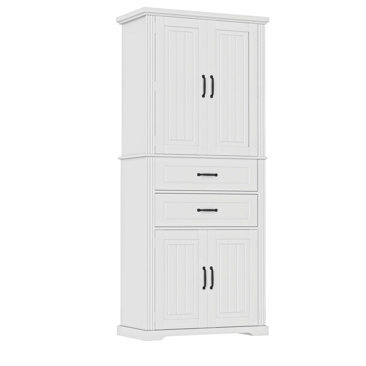 Storage Cabinet With Adjustable Shelves, 2 Drawers, Doors