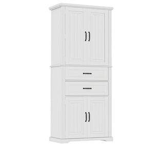 Storage Cabinet With Adjustable Shelves, 2 Drawers, Doors