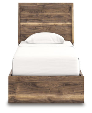 Chirason - 3 Pc. - Twin Panel Bed With Storage, Dresser And Mirror - Brown