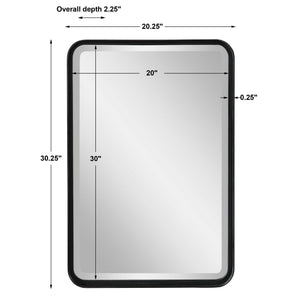 Uttermost Croften black vanity mirror with sleek frame, stylish and functional for modern bathroom or bedroom decor.