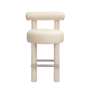 Carmel - Velvet Counter Stool - Cream - R&R Furniture Gallery (Fountain Valley, CA)
