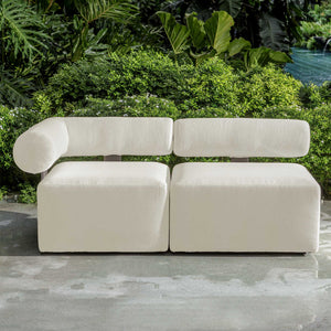 Bolster Back - Armless Outdoor Sofa - White