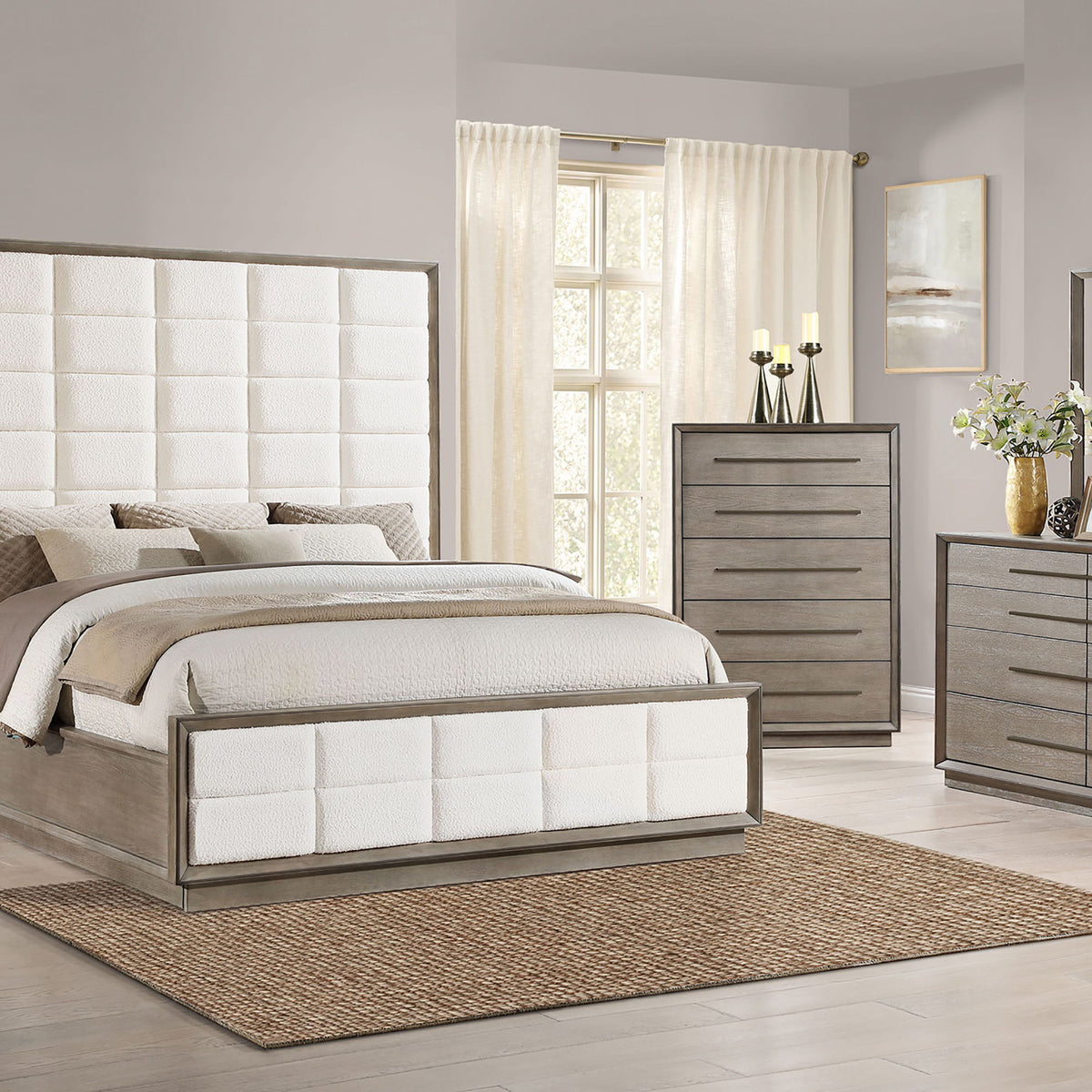 Prescott - 2 Drawers Nightstand With Open Shelf - Taupe