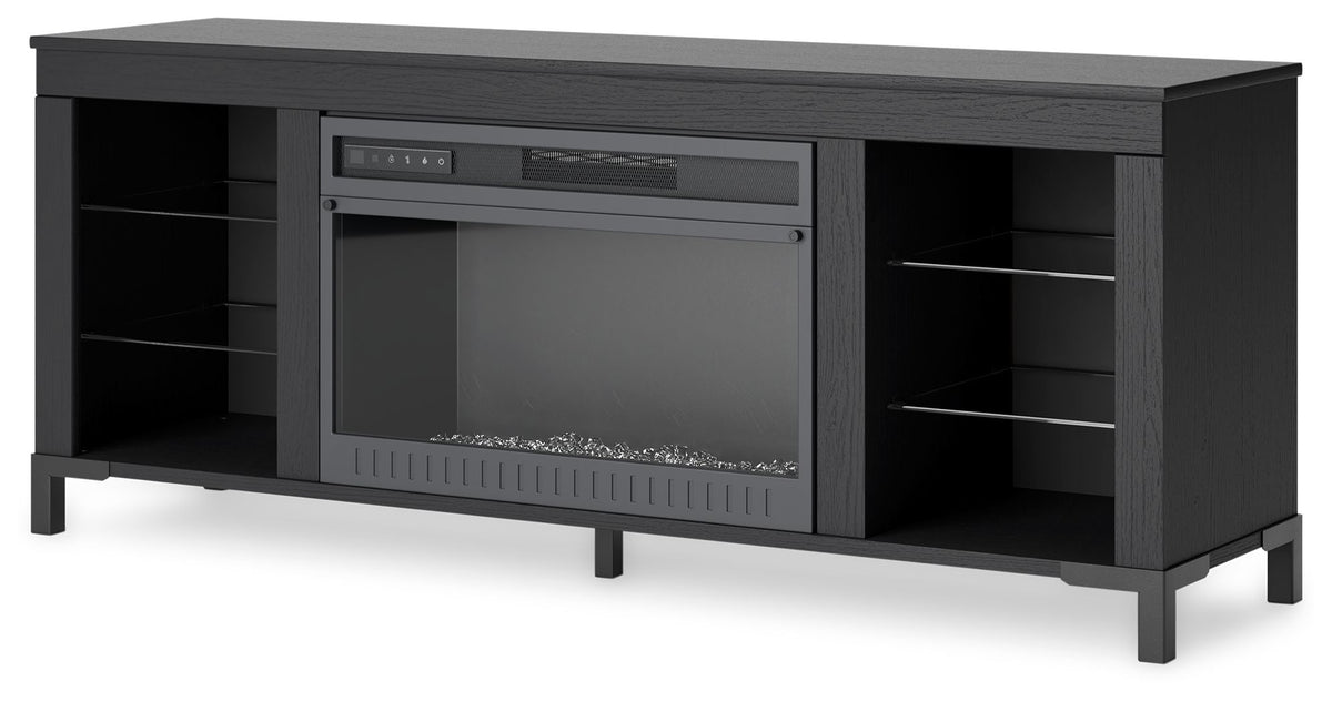 Cayberry - TV Stand With Fireplace - Black - R&R Furniture Gallery (Fountain Valley, CA)