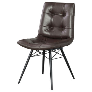 Back Dining Chairs With Button Tufting (Set of 4) - Brown