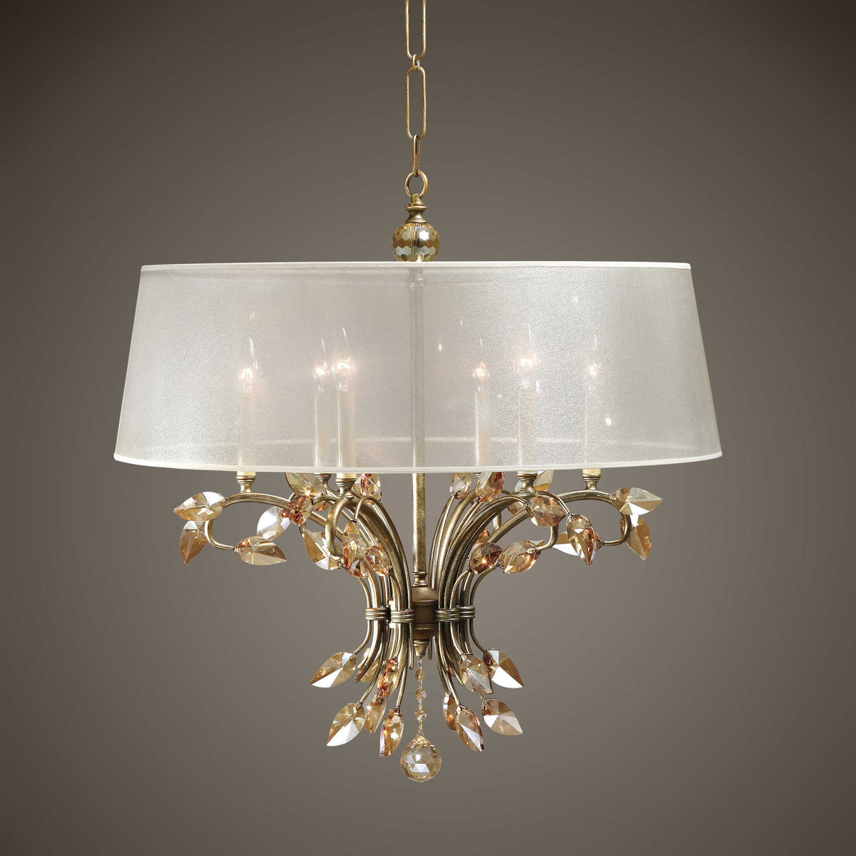 Uttermost Alenya 6-light gold chandelier with elegant shade design, showcasing a modern chandelier for stylish interior lighting.