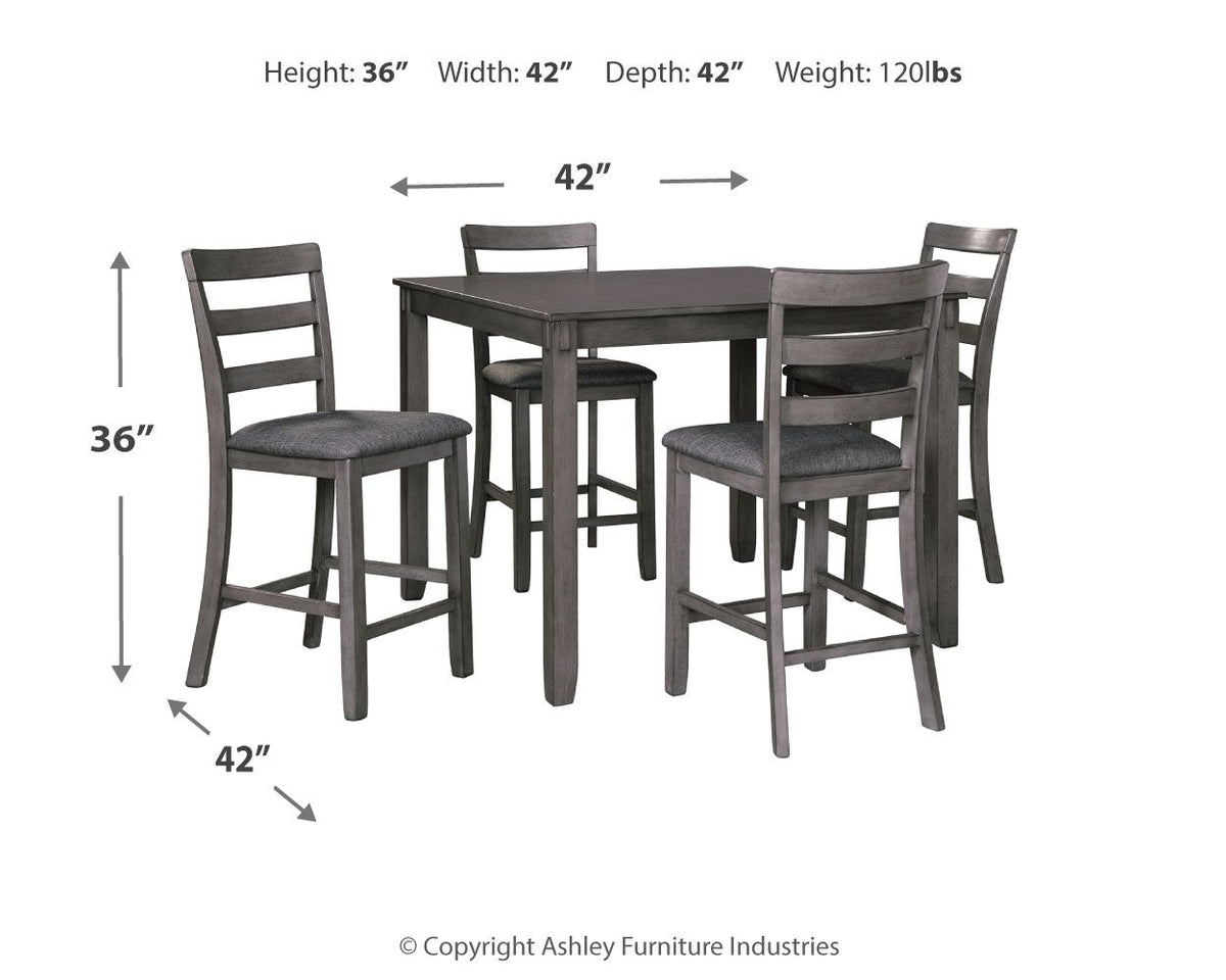 Bridson - Square Counter TBL Set (Set of 5) - Gray - R&R Furniture Gallery (Fountain Valley, CA)