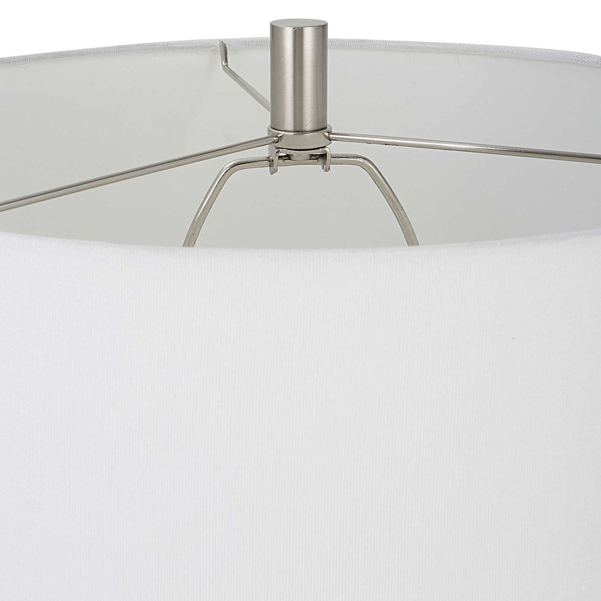 Table Lamp - White & Brushed Nickel
