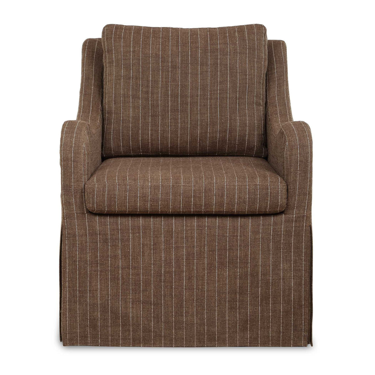 Luisa - Pinstripe Swivel Chair - Brown