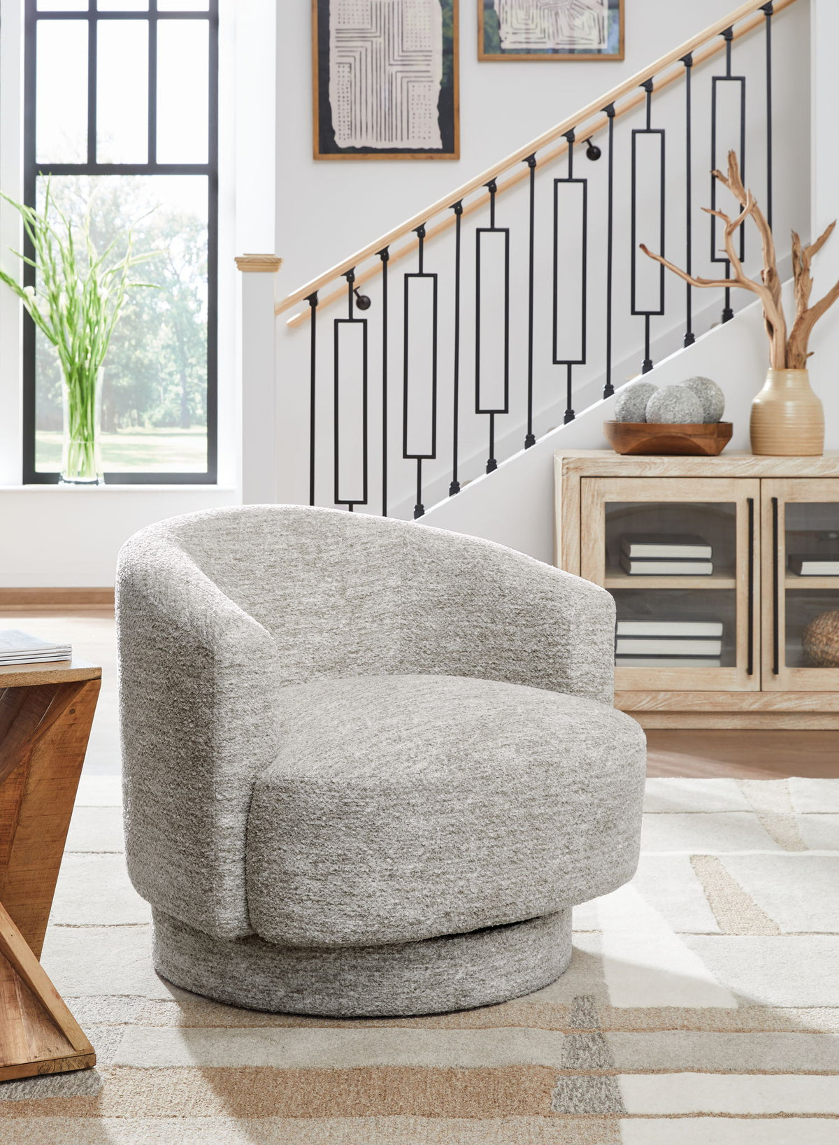 Wardsor - Swivel Chair - Stone - R&R Furniture Gallery (Fountain Valley, CA)
