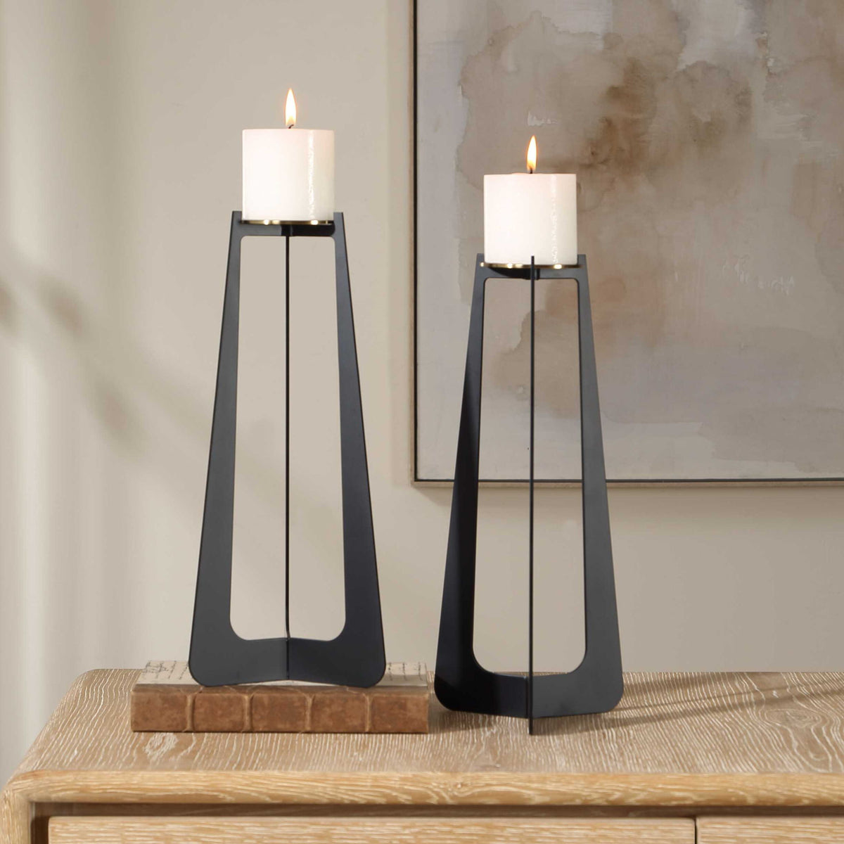 Columnar - Candleholders (Set of 2) - Black