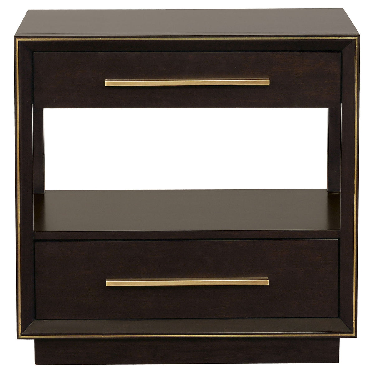 2 Drawer Nightstand With Trim And USB Charging - Brown