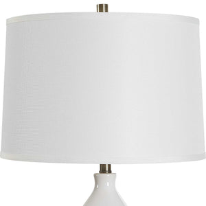 Ceramic Table Lamp - White Fabric