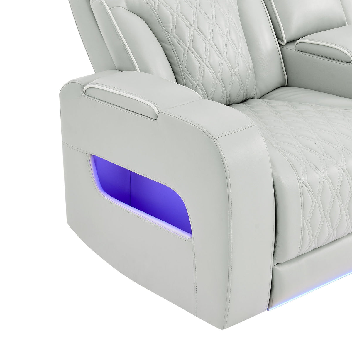 Julian - Power Recliner With Power Headrest And LED Lighting - Silver