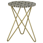 Top Accent Table With Mosaic Design, Circular Tabletop - Gold