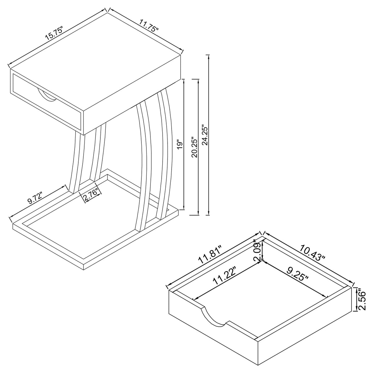 Hi-Tech Accent Table With USB Ports