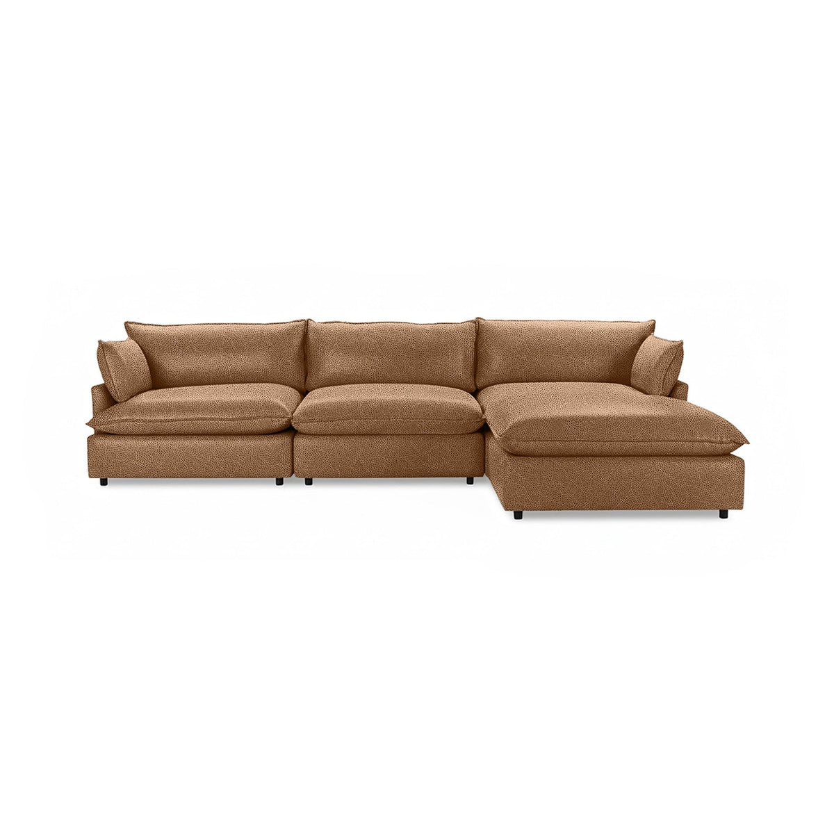 Classic Home Caplan modular sectional sofa with plush cushions, showcasing a modern stationary sectional design in a cozy living room setting.
