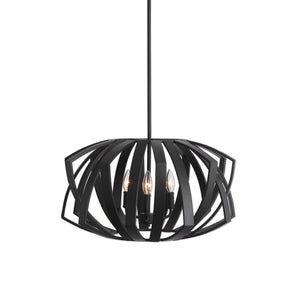 Uttermost Thales Geometric 3-Light Pendant in black with modern, geometric design for stylish pendant lighting.
