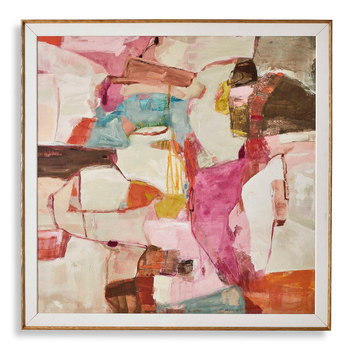 On The Right Path - Framed Canvas - Blue / Brown / Gold
