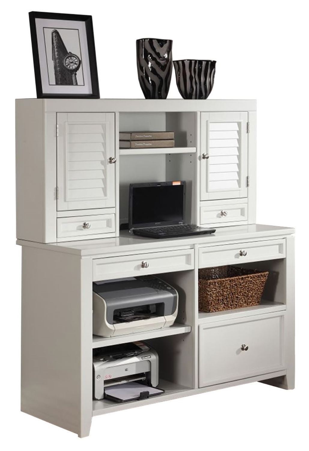 Boca - Credenza With Hutch - Cottage White - R&R Furniture Gallery (Fountain Valley, CA)