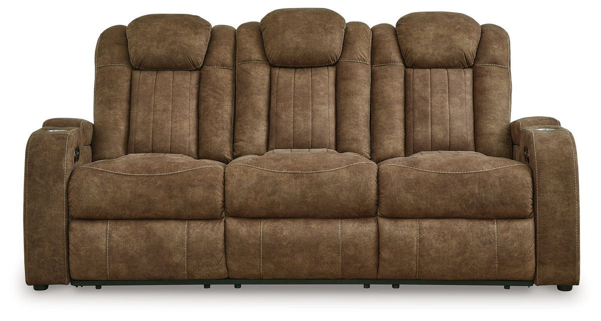 Wolfridge - Power Reclining Sofa With Adj Headrest - Brindle - R&R Furniture Gallery (Fountain Valley, CA)