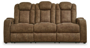 Wolfridge - Power Reclining Sofa With Adj Headrest - Brindle - R&R Furniture Gallery (Fountain Valley, CA)