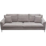 Seattle Loose Back Sofa in Grey Polyester Fabric w/ Polished Silver Metal Leg