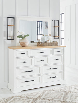 Ashbryn - Dresser And Mirror - White / Natural - R&R Furniture Gallery (Fountain Valley, CA)