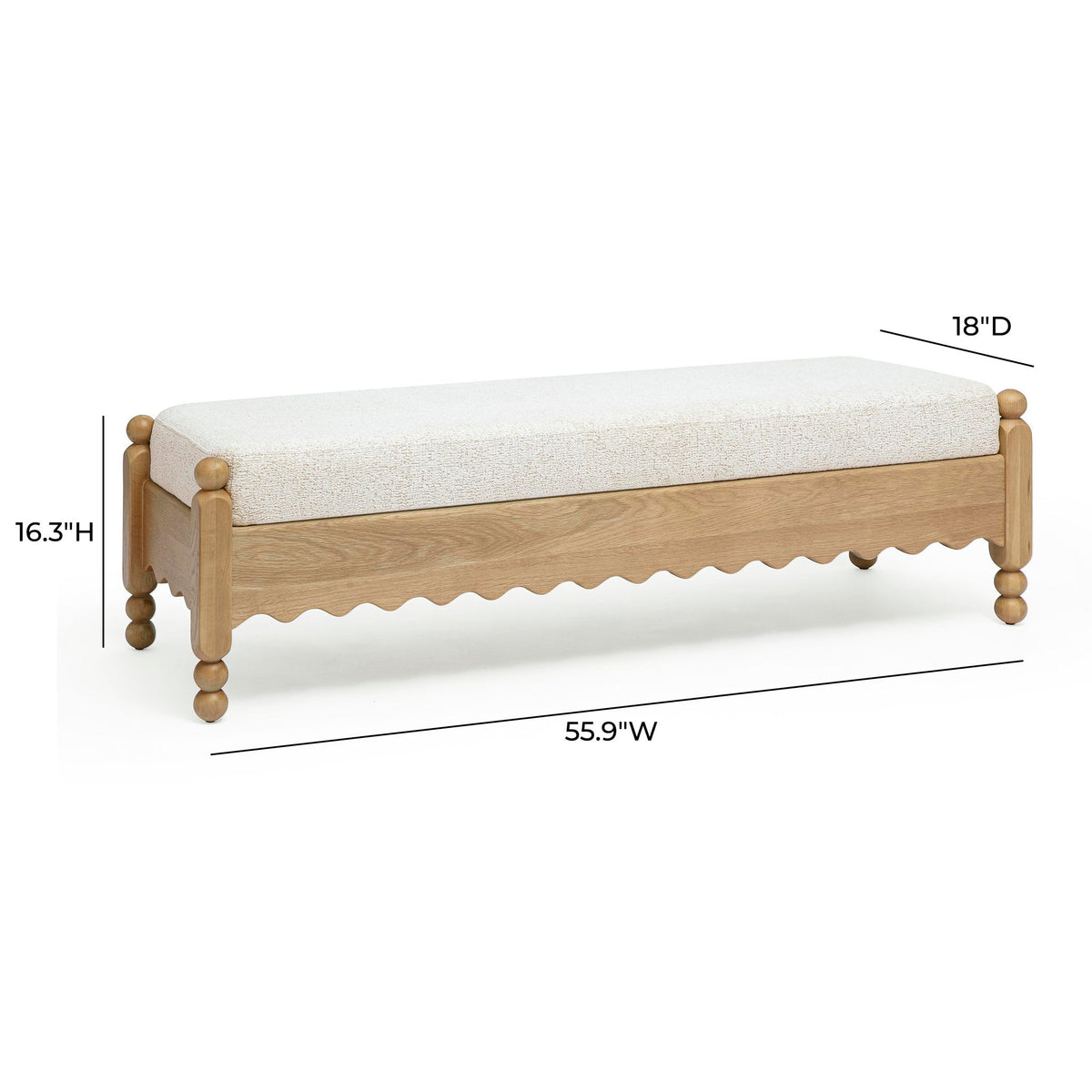 Thelma - Performance Basketweave Bench - Cream