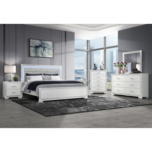 Soulmarie - Bed With LED Lighting And Padded Headboard