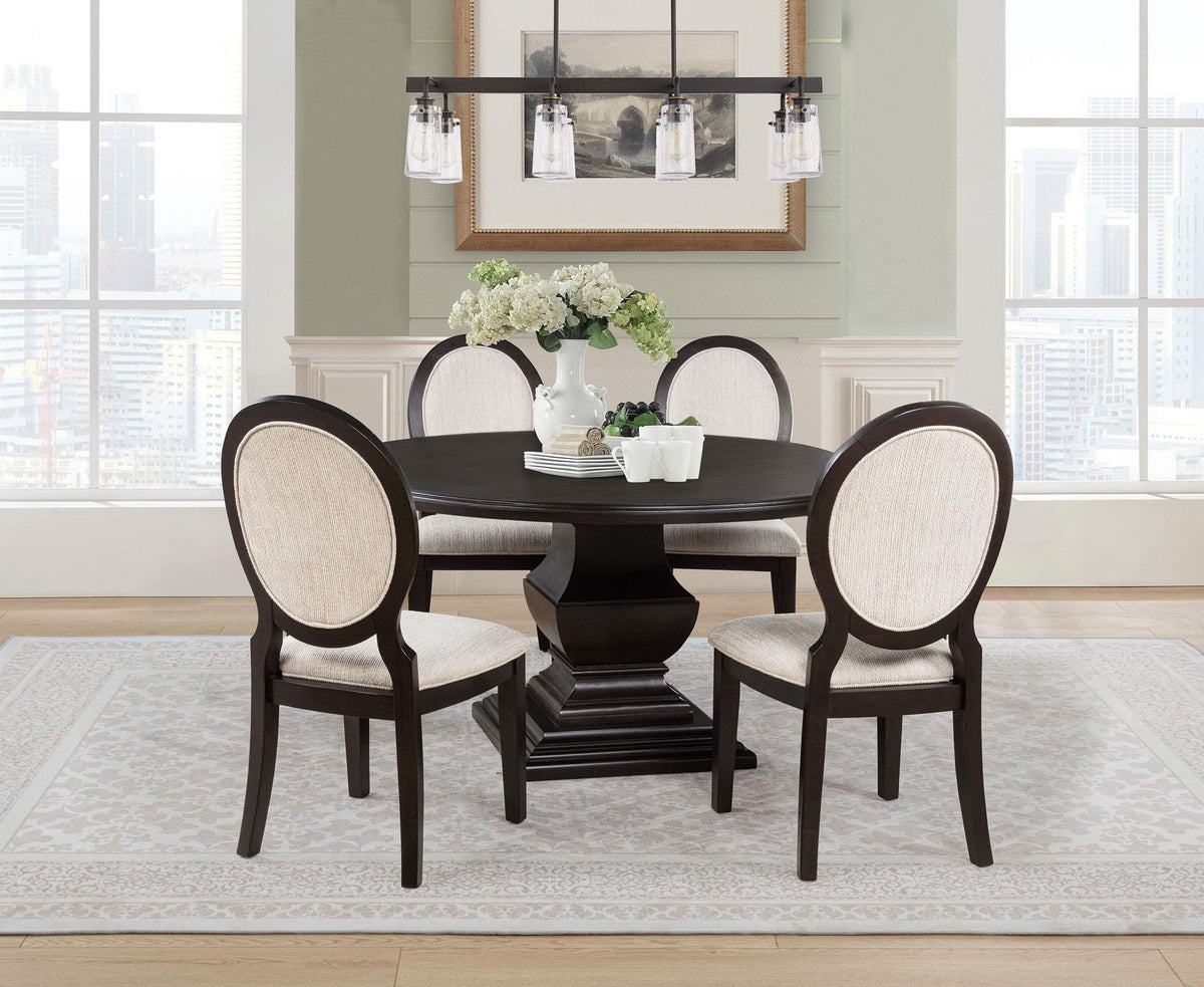 Twyla 5-piece Round Wood Dining Room Table Set Dark Cocoa