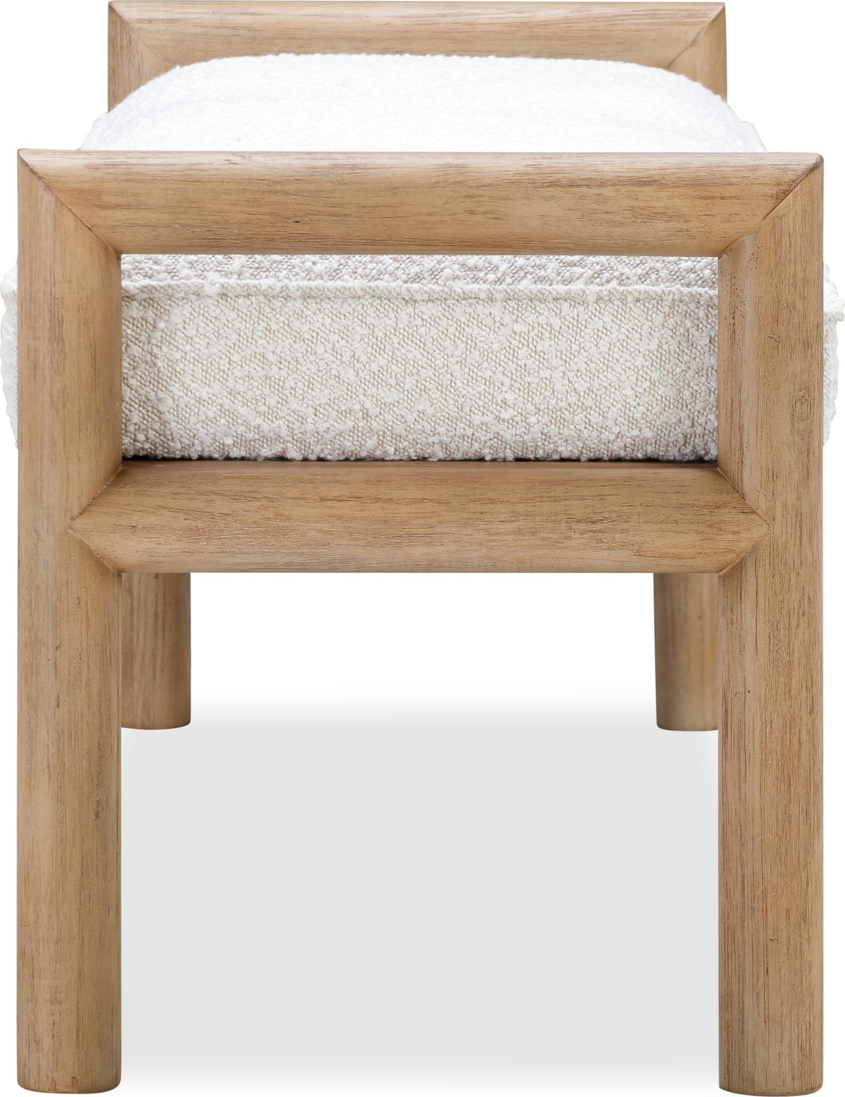 Dorsey Boucle Upholstered Wooden Bench in Granola and Ricotta