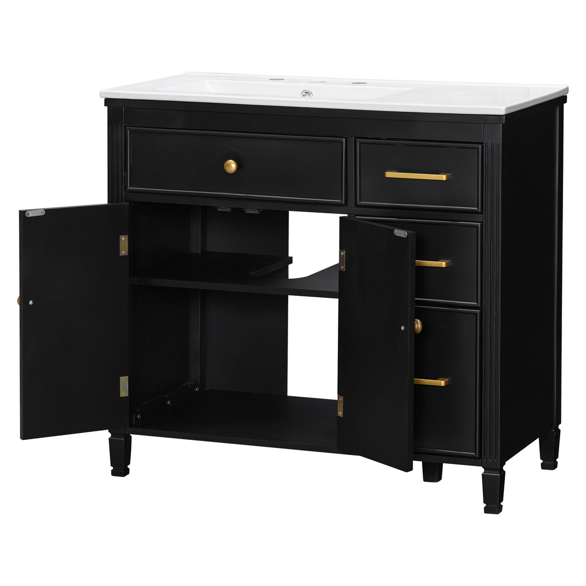 Bathroom Vanity With Sink Top, 3 Soft Closing Drawers