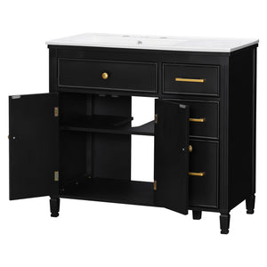Bathroom Vanity With Sink Top, 3 Soft Closing Drawers
