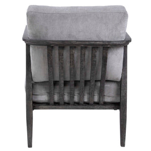 Gray Brunei modern accent chair by Uttermost with sleek design and upholstered seating, perfect for contemporary living spaces.