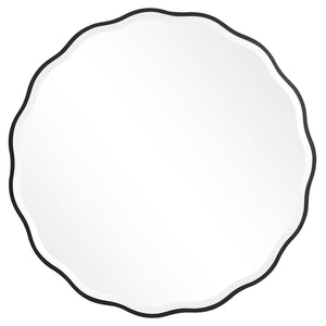 Uttermost Aneta round wall mirror with a sleek, modern frame, perfect for contemporary interior decor.