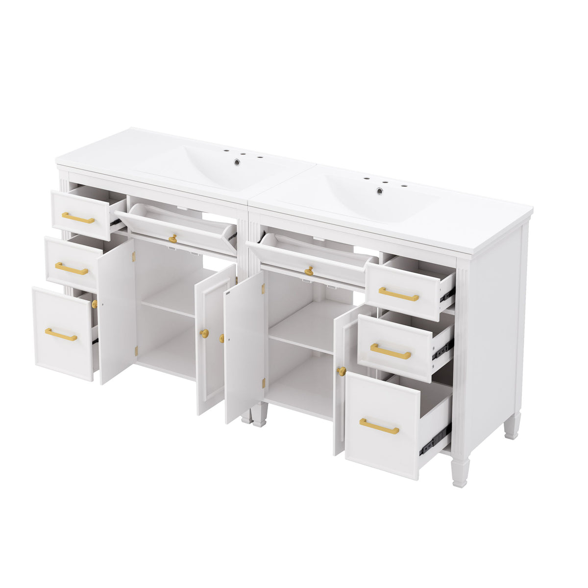 2 Piece Freestanding Bathroom Vanity Set With Sink Top, Reversible Dual Layout