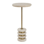 Adames - Travertine Drink Table - Brass / White