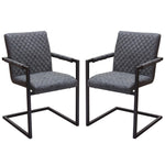 Nolan 2-Pack Dining Chairs in Charcoal Diamond Tufted Leatherette on Charcoal Powder Coat Frame by Diamond Sofa
