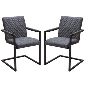 Nolan 2-Pack Dining Chairs in Charcoal Diamond Tufted Leatherette on Charcoal Powder Coat Frame by Diamond Sofa