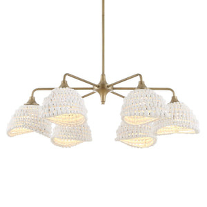 Biddeford 6 Light Beaded Pendant in white by Uttermost, showcasing elegant beaded design and pendant lighting style.