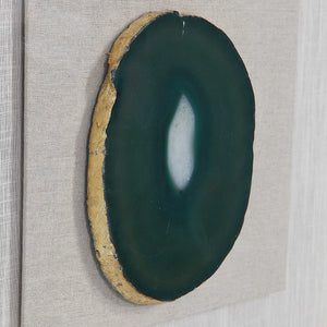 Keeva agate stone shadow box wall decor in gold by Uttermost, featuring a natural agate stone with a sleek gold frame.
